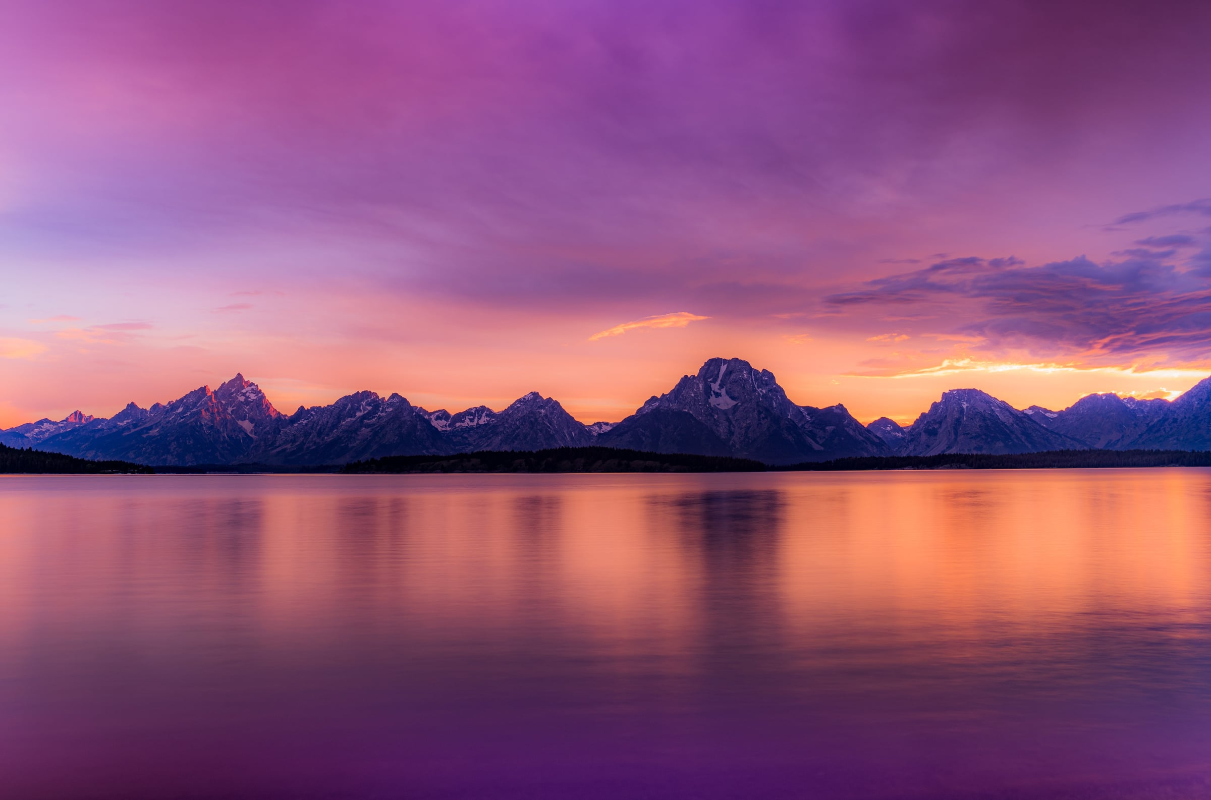 Beautiful Mountains Under Pink Sky